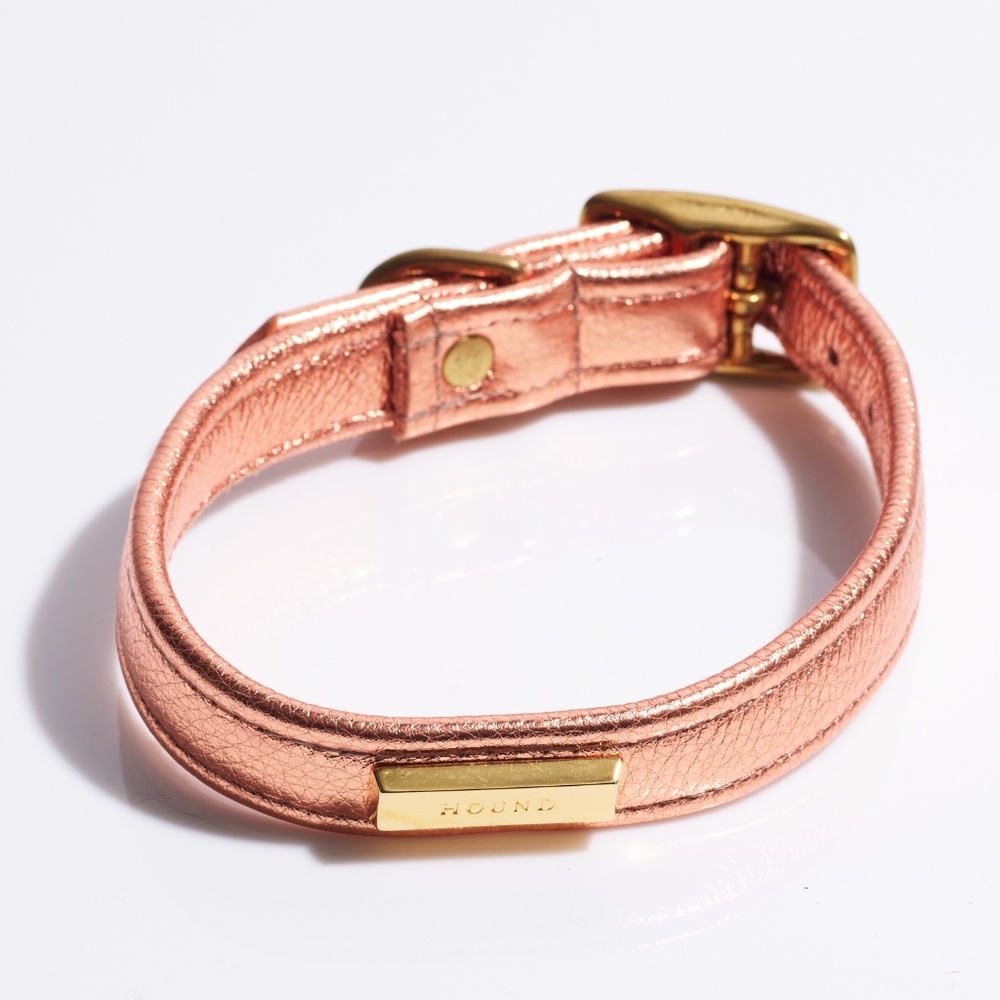 Leather Dog Collar by Hound Collection with Gold Bar Logo